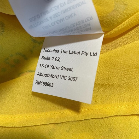 Nicholas Danni‎ Floral Dress Womens 2 Yellow Deep V-Neck Puff 3/4 Sleeve Lined - Picture 11 of 14